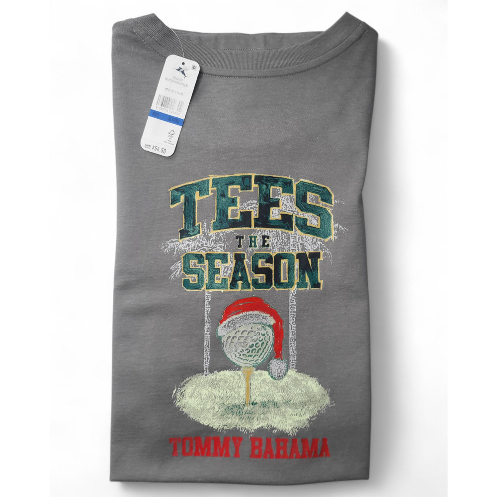 NWT TOMMY BAHAMA Men's Tees The Season Grey Graphic T-Shirt Size XLT